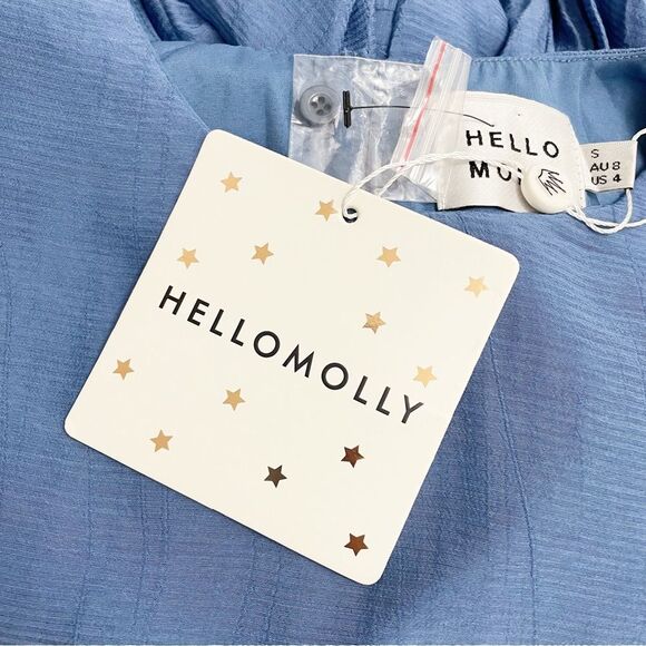 NWT Hello Molly Once In A Blue Moon Ruffled Dress Denim Blue Women’s Size Small - Picture 10 of 15